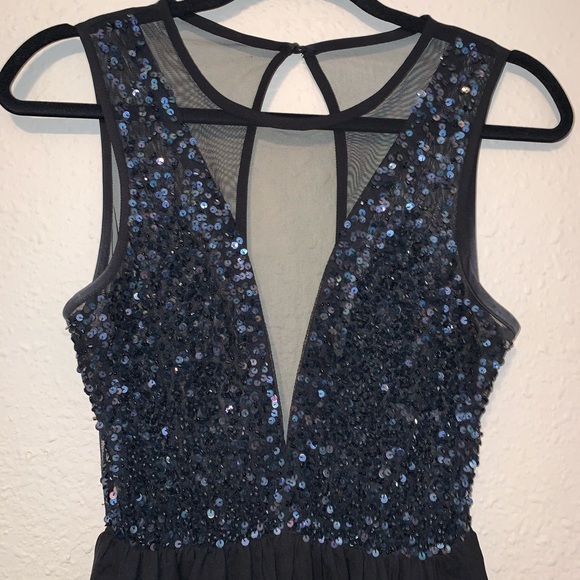 Forever 21 Black Sequin Mesh Skater Dress Sz S - Picture 4 of 10
